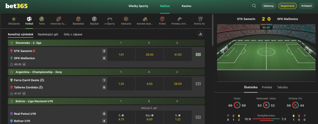 Bet365 - mobilné stávkovanie