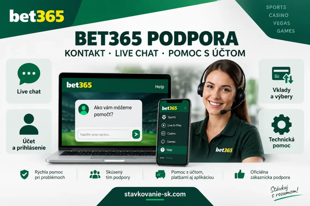 Bet365 podpora – live chat, kontakt a pomoc s účtom, vkladmi a výbermi