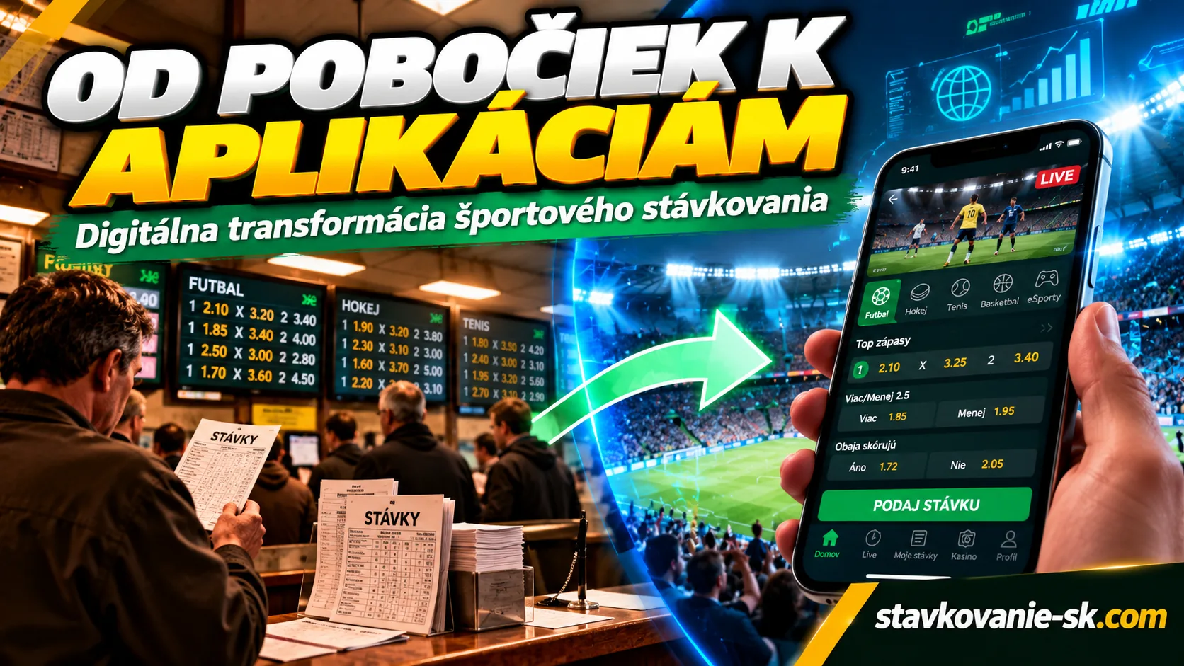 Digitálna transformácia športového stávkovania – prechod od kamenných stávkových pobočiek a papierových tiketov k internetovým platformám a mobilným aplikáciám